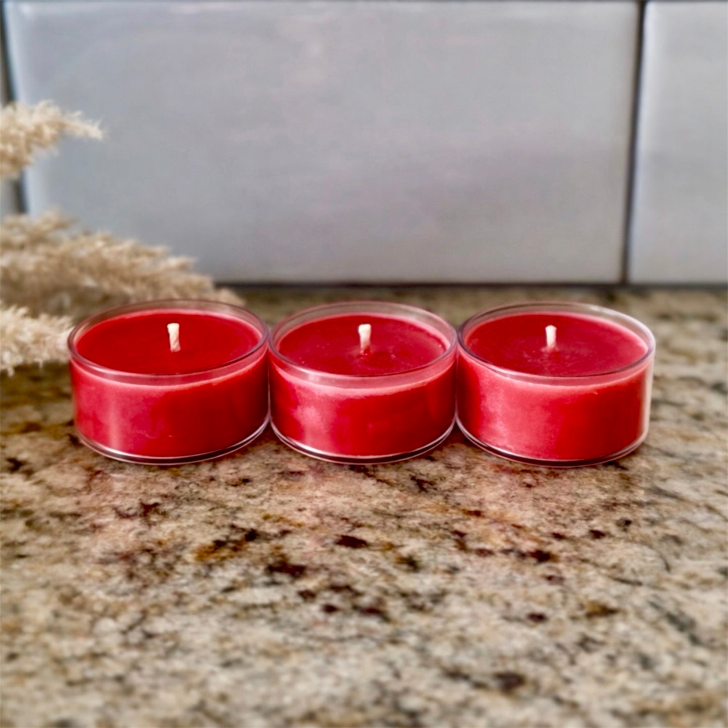 Hand-poured soy and coconut wax tealight trio add-on for sampling Illume Blends candle scents