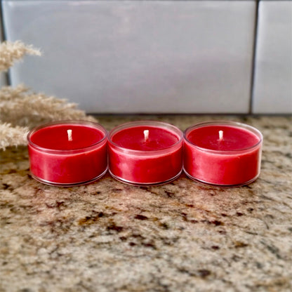 Hand-poured soy and coconut wax tealight trio add-on for sampling Illume Blends candle scents