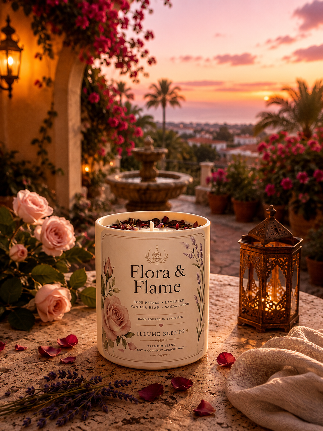 Flora & Flame | Rose, Lavender & Vanilla Luxury Candle – Illume Blends