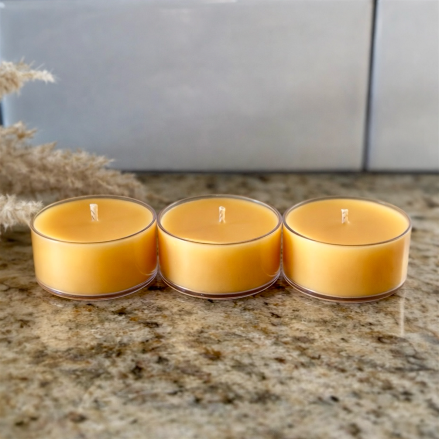 Hand-poured soy and coconut wax tealight trio add-on for sampling Illume Blends candle scents
